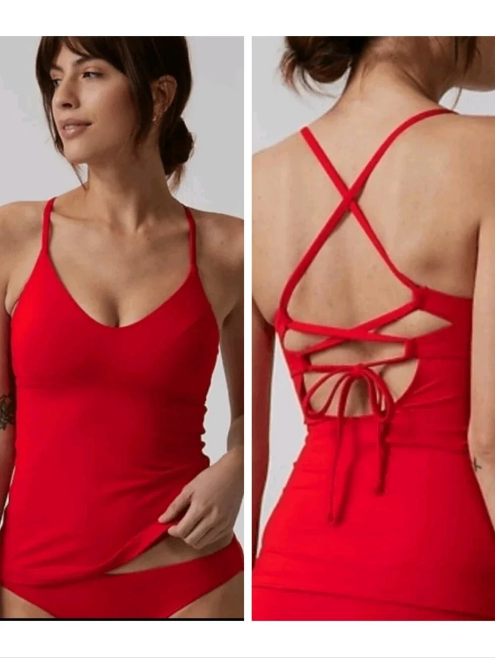 Athleta Triangle Tankini Matador Red Women's XL Beach Coastal Caligirl Swimsuit - Picture 1 of 9